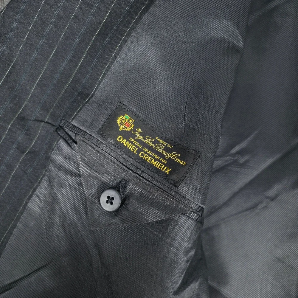Loro Piana Daniel Cremieux Pinstripe Blazer Mens 46L Charcoal Blue Wool USA Made